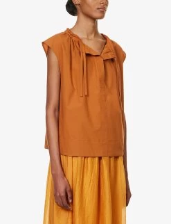 Soeur Tanger Ruffle-trim Cotton Blouse -Mode Charm Shop R04125792 ORANGE ALT02