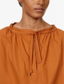 Soeur Tanger Ruffle-trim Cotton Blouse -Mode Charm Shop R04125792 ORANGE ALT04