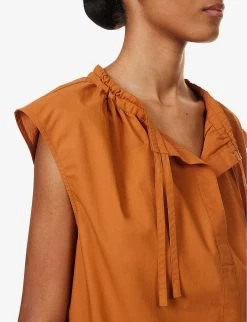 Soeur Tanger Ruffle-trim Cotton Blouse -Mode Charm Shop R04125792 ORANGE ALT05