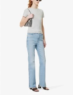 GOOD AMERICAN Good Curve Flared Mid-rise Stretch-denim Jeans -Mode Charm Shop R04125899 INDIGO436 ALT02