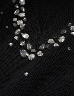 THE KOOPLES Embellished Ribbed-knit Jumper -Mode Charm Shop R04127711 BLA01 ALT05