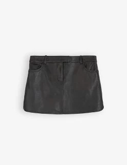 THE KOOPLES Side-spit Leather Mini Skirt