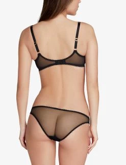 AGENT PROVOCATEUR Yuma Plunge Stretch-tulle Underwired Bra -Mode Charm Shop R04128760 BLACK ALT03