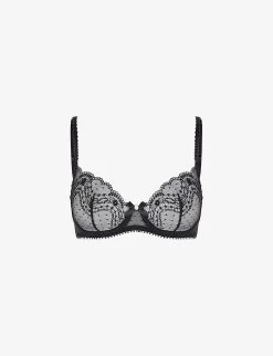 AGENT PROVOCATEUR Yuma Plunge Stretch-tulle Underwired Bra