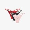 AGENT PROVOCATEUR Fabi Heart Embellished Low-rise Stretch-silk Thong Pack Of Three -Mode Charm Shop R04128777 REDBLACKPINK M