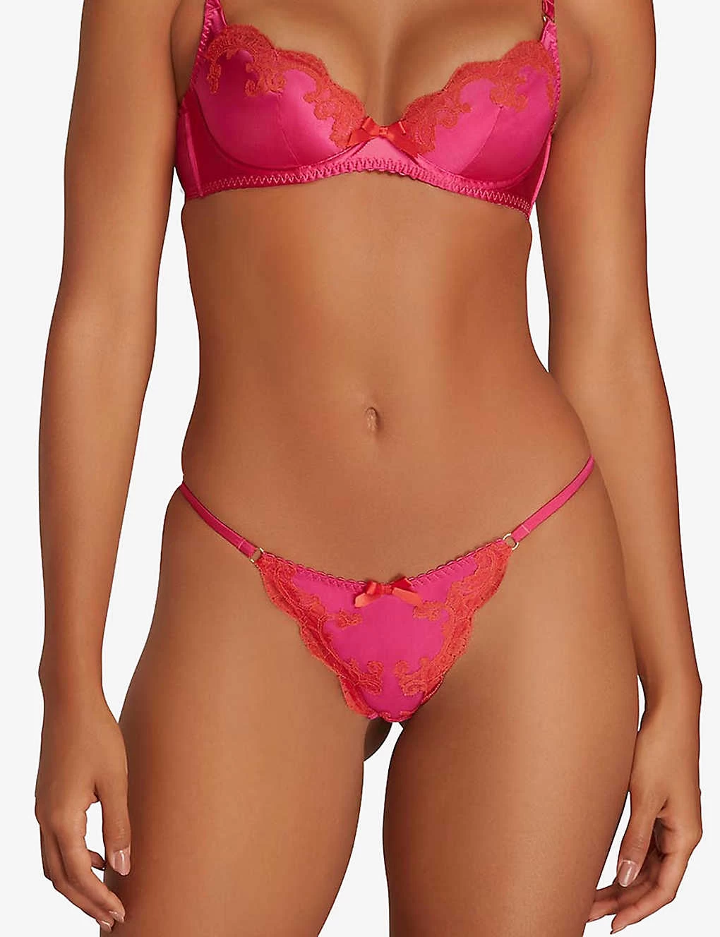 AGENT PROVOCATEUR Molly Lace-trim Low-rise Stretch-silk Suspender Thong 4 AGENT PROVOCATEUR Molly Lace-trim Low-rise Stretch-silk Suspender Thong - Image 2