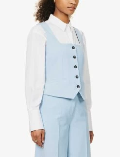 ME AND EM Square-neckline Wool-blend Vest -Mode Charm Shop R04129142 SPRINGBLUE ALT02