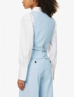 ME AND EM Square-neckline Wool-blend Vest -Mode Charm Shop R04129142 SPRINGBLUE ALT03