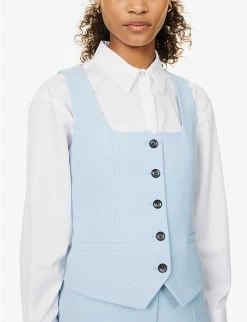 ME AND EM Square-neckline Wool-blend Vest -Mode Charm Shop R04129142 SPRINGBLUE ALT04