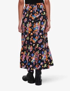 Hallow Floral-print Organic-cotton Maxi Skirt 10 Hallow Floral-print Organic-cotton Maxi Skirt -Mode Charm Shop R04129970 FLORALBRIGHTPRINT ALT03