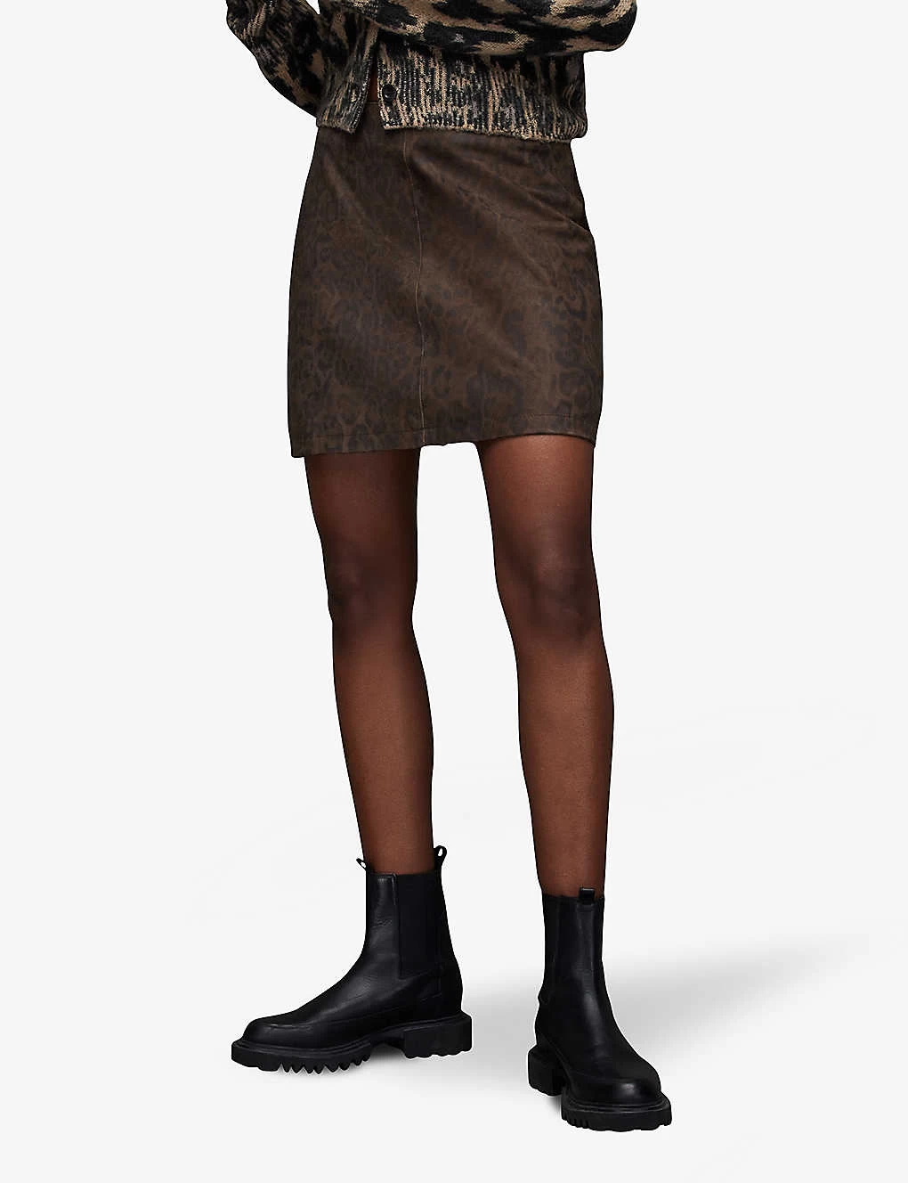 AllSaints Lila Leopard-print Leather Mini Skirt 5 AllSaints Lila Leopard-print Leather Mini Skirt - Image 3