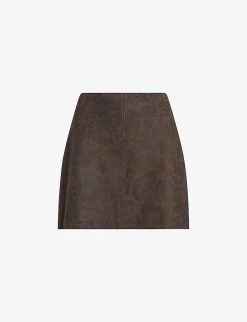 AllSaints Lila Leopard-print Leather Mini Skirt