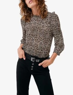 Ikks Arabesque-print Woven Top -Mode Charm Shop R04133245 BROWN ALT02