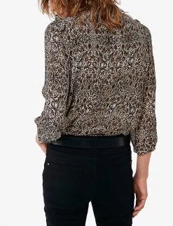 Ikks Arabesque-print Woven Top -Mode Charm Shop R04133245 BROWN ALT03