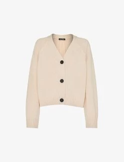 Whistles Karine Ribbed V-neck Cotton-knit Cardigan