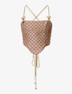 Logo Jacquard-print Upcycled Woven Top