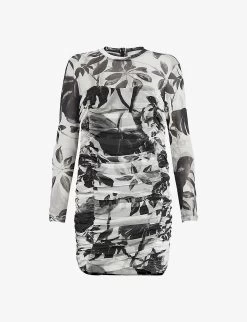 AllSaints Giorgia Jackie Floral-print Stretch Recycled-polyester Mini Dress