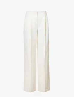 Alexander McQueen Pleated Folded-hem Wide-leg Mid-rise Wool Trousers