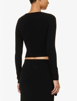 Jean Paul Gaultier Flower Floral-appliqué Knitted Top 10 Jean Paul Gaultier Flower Floral-appliqué Knitted Top -Mode Charm Shop R04137671 BLACK ALT03