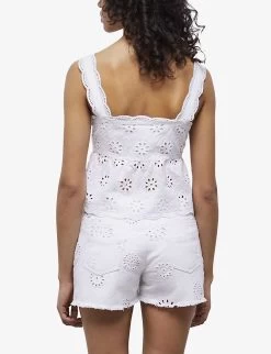 THE KOOPLES Broderie Anglaisise-embroidered Cotton Top -Mode Charm Shop R04140775 WHI01 ALT03