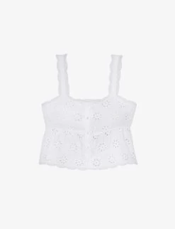 THE KOOPLES Broderie Anglaisise-embroidered Cotton Top