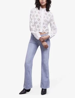 THE KOOPLES Broderie-anglaise Cotton Shirt -Mode Charm Shop R04140779 WHI01 ALT02