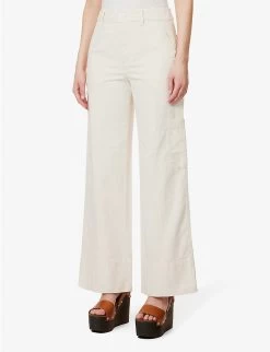 ME AND EM Herringbone-pattern Straight-leg Cotton Trousers -Mode Charm Shop R04141801 ECRU ALT02