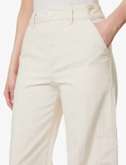 ME AND EM Herringbone-pattern Straight-leg Cotton Trousers -Mode Charm Shop R04141801 ECRU ALT04