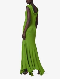 Chain-detail Relaxed-fit Knitted Maxi Dress -Mode Charm Shop R04141941 GREEN ALT02