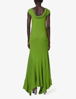 Chain-detail Relaxed-fit Knitted Maxi Dress -Mode Charm Shop R04141941 GREEN ALT03