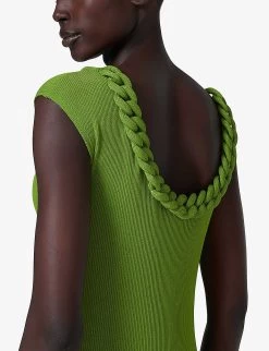 Chain-detail Relaxed-fit Knitted Maxi Dress -Mode Charm Shop R04141941 GREEN ALT04