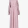 High-neck Belted Crepe Maxi Dress -Mode Charm Shop R04141966 DUSTYROSE M