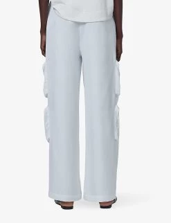 Patch-pocket Belted Wide-leg Woven Cargo Trousers -Mode Charm Shop R04141977 OFFWHITE ALT03