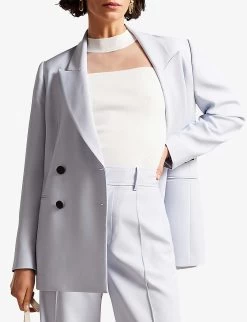 Ted Baker Sheer-panel Stretch-woven Top -Mode Charm Shop R04142372 WHITE ALT02