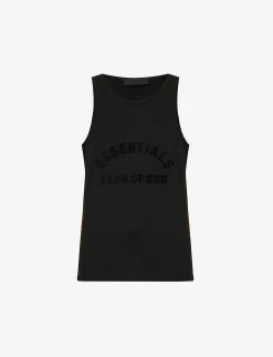 ESSENTIALS Brand-print Cotton-blend Top