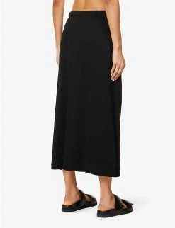 ESSENTIALS Drawstring Cotton-blend Midi Skirt -Mode Charm Shop R04142429 JETBLACK ALT03