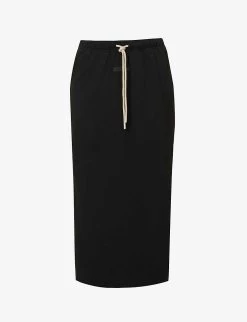 ESSENTIALS Drawstring Cotton-blend Midi Skirt