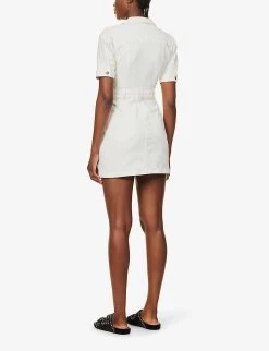 Paige Mayslie Flap-pocket Stretch-denim Mini Dress -Mode Charm Shop R04144122 BLANKCANVAS ALT03