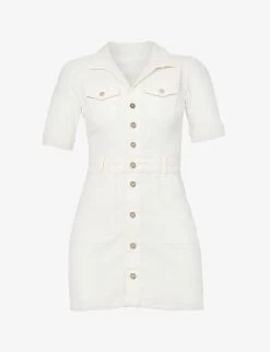 Paige Mayslie Flap-pocket Stretch-denim Mini Dress