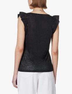 Paige Giulia Embroidered Linen Top -Mode Charm Shop R04144139 BLACK ALT03