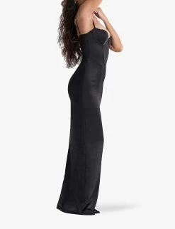 Stefania Corset Satin Maxi Dress 8 Stefania Corset Satin Maxi Dress -Mode Charm Shop R04144339 BLACK ALT02
