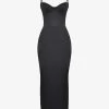 Stefania Corset Satin Maxi Dress -Mode Charm Shop R04144339 BLACK M