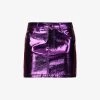 Metallic Mid-rise Cotton-blend Mini Skirt -Mode Charm Shop R04145511 PURPLE M