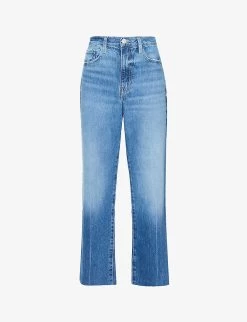 FRAME Le Jane Crop Raw-hem Straight-leg High-rise Jeans