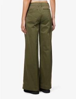 FRAME Le Tomboy Wide-leg Mid-rise Stretch-cotton Trousers -Mode Charm Shop R04146427 WASHEDFATIGUE ALT03