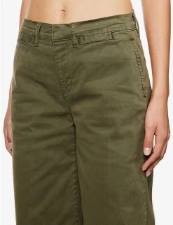 FRAME Le Tomboy Wide-leg Mid-rise Stretch-cotton Trousers -Mode Charm Shop R04146427 WASHEDFATIGUE ALT04