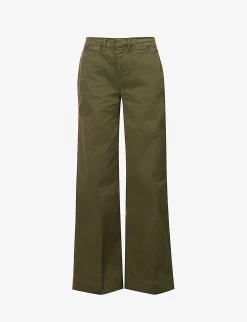 FRAME Le Tomboy Wide-leg Mid-rise Stretch-cotton Trousers