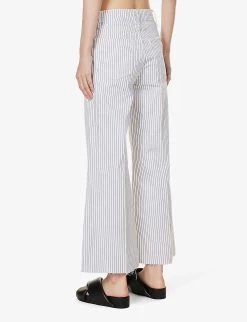 FRAME Le Palazzo Striped Wide-leg Cropped High-rise Recycled Denim-blend Jeans -Mode Charm Shop R04146438 COBALTMULTI ALT03