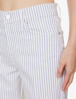 FRAME Le Palazzo Striped Wide-leg Cropped High-rise Recycled Denim-blend Jeans -Mode Charm Shop R04146438 COBALTMULTI ALT04