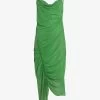 AllSaints Ulla Cowl-neck Draped Recycled Polyester-blend Midi Dress -Mode Charm Shop R04146518 STRONGGREEN M